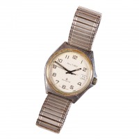 Szwajcarski zegarek naręczny marki ALLTIME. Bransoleta stalowa, rozciągana. II poł. XX w.